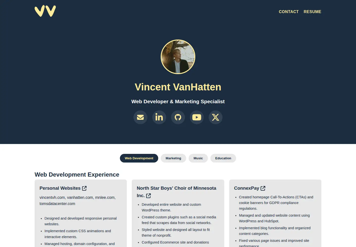 Screenshot of vincentvh.com