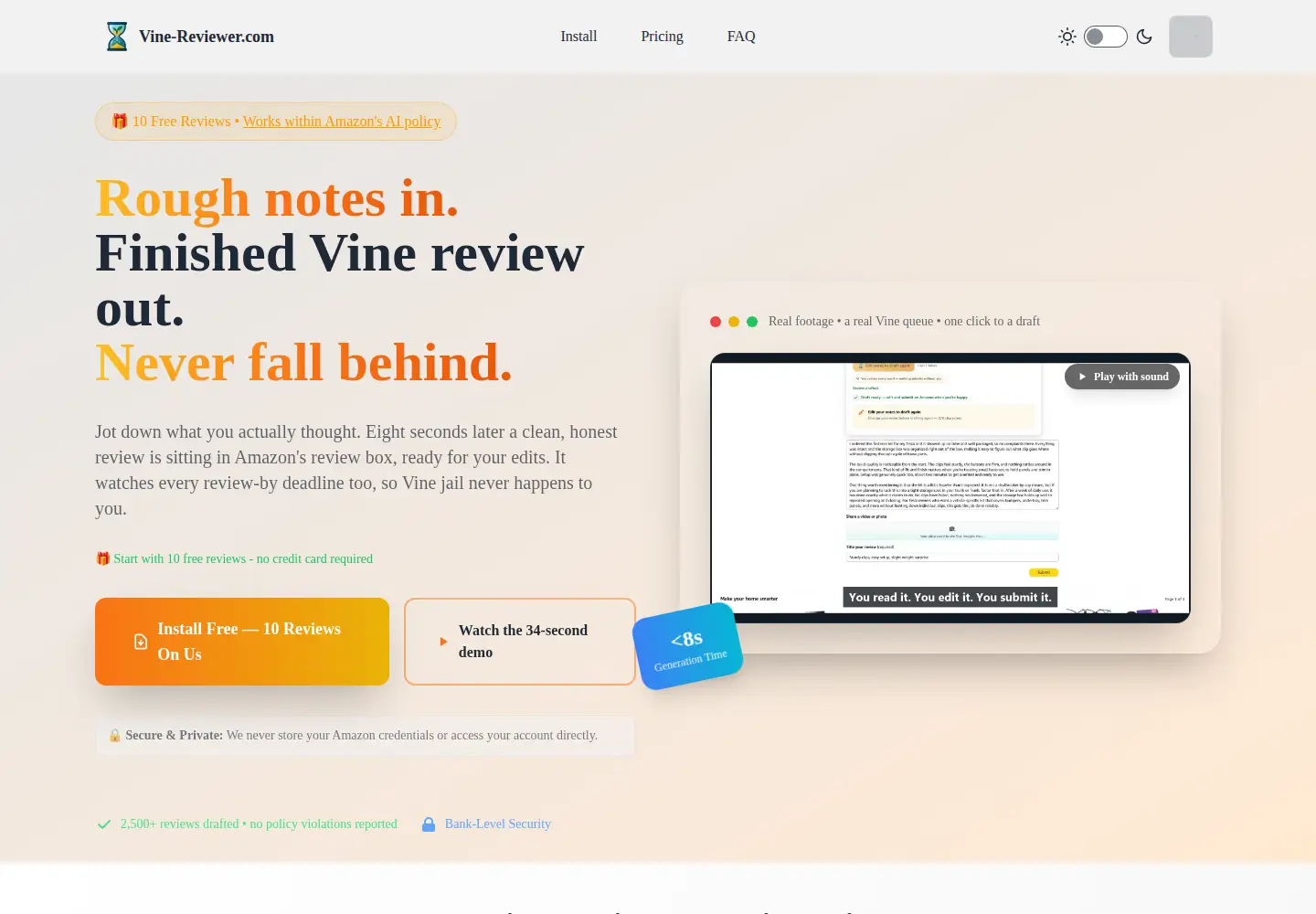 Screenshot of vine-reviewer.com