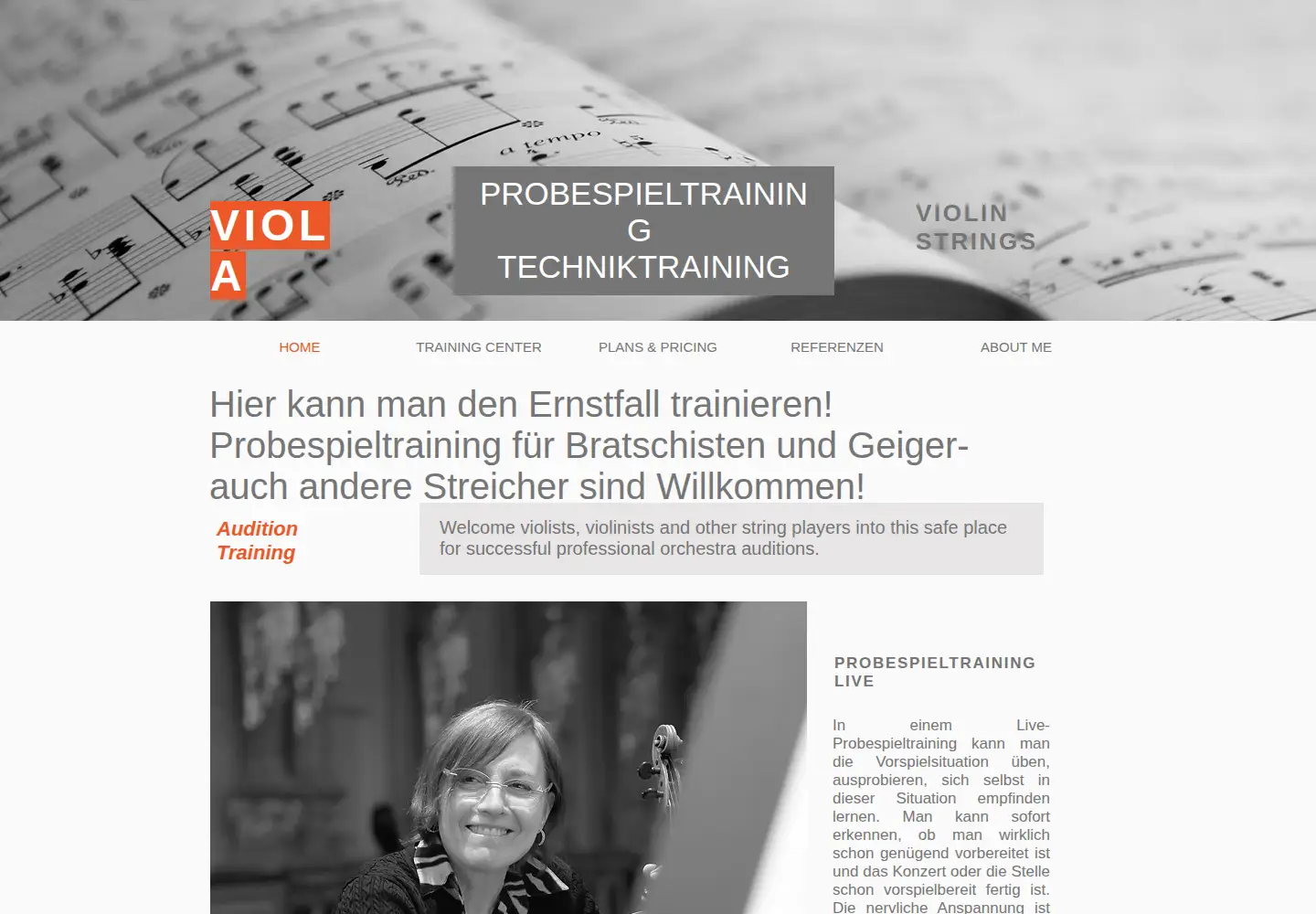 Captured homepage of violamasterclass.com in the current scan