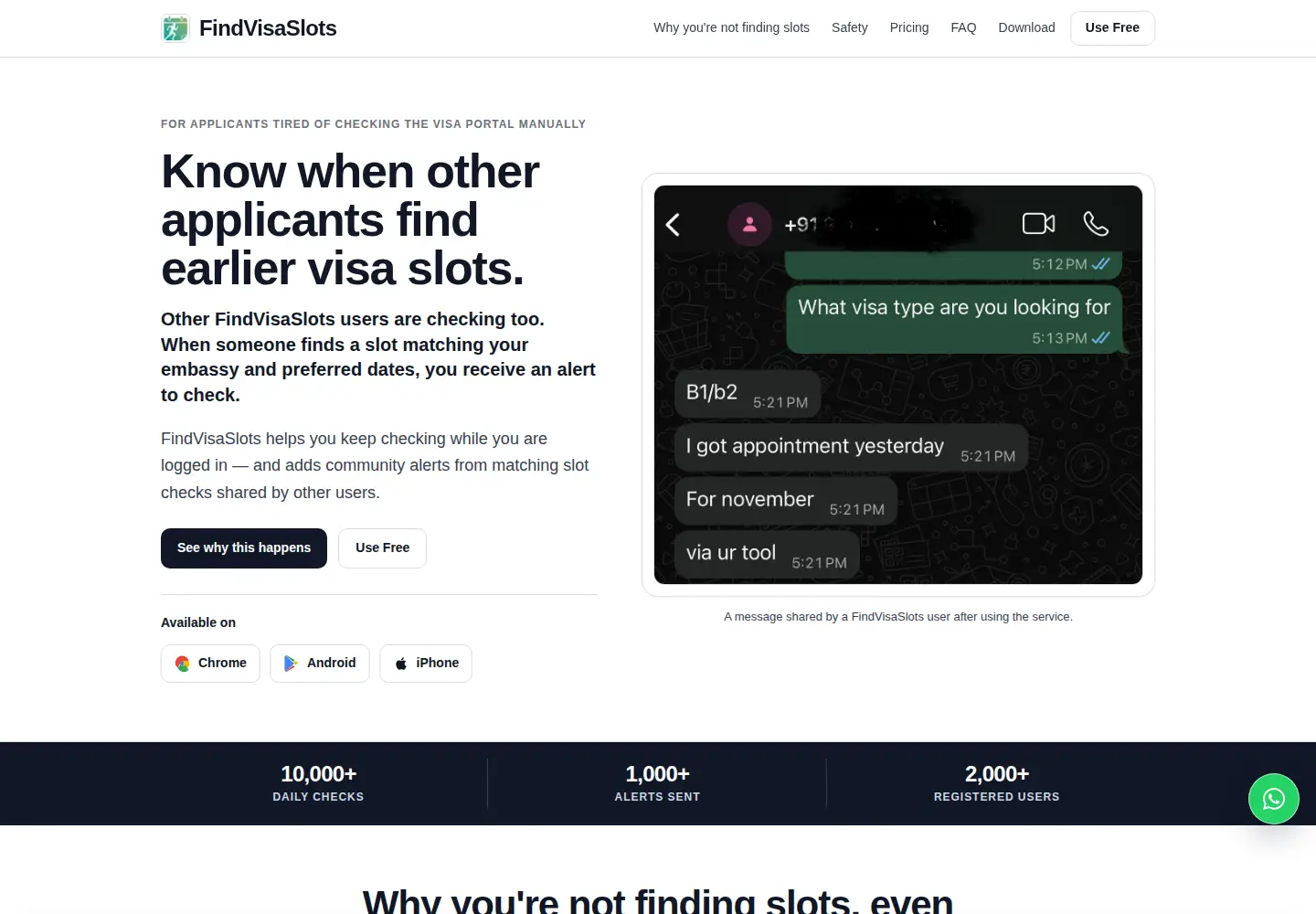 Screenshot of visaappointmentalerts.com