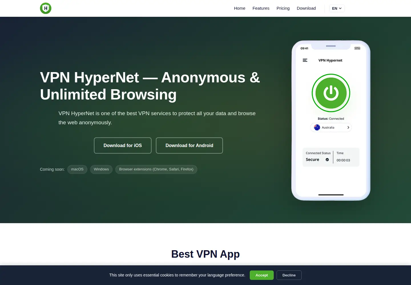 Screenshot of vpnhypernet.com