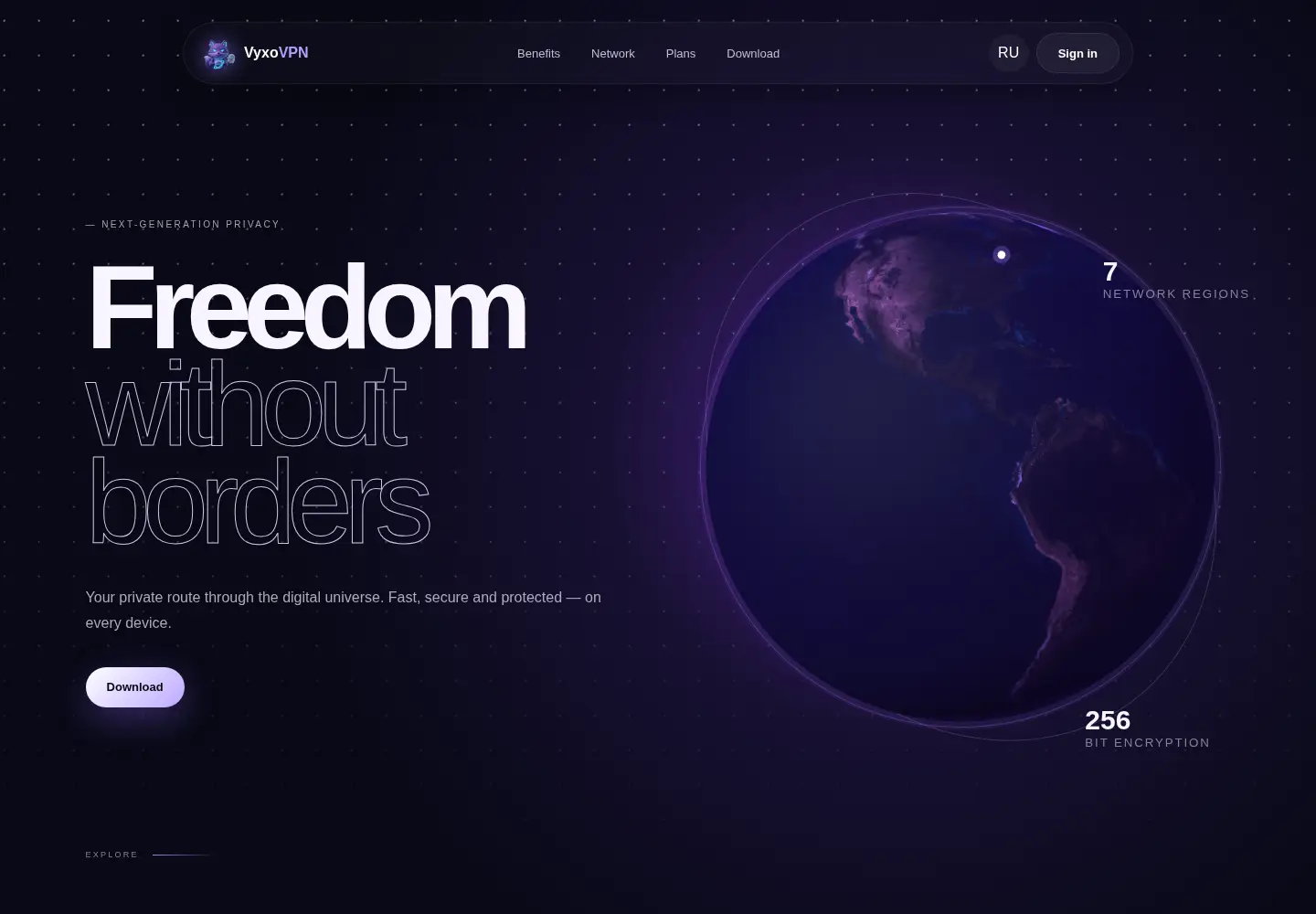 Screenshot of vyxovpn.com