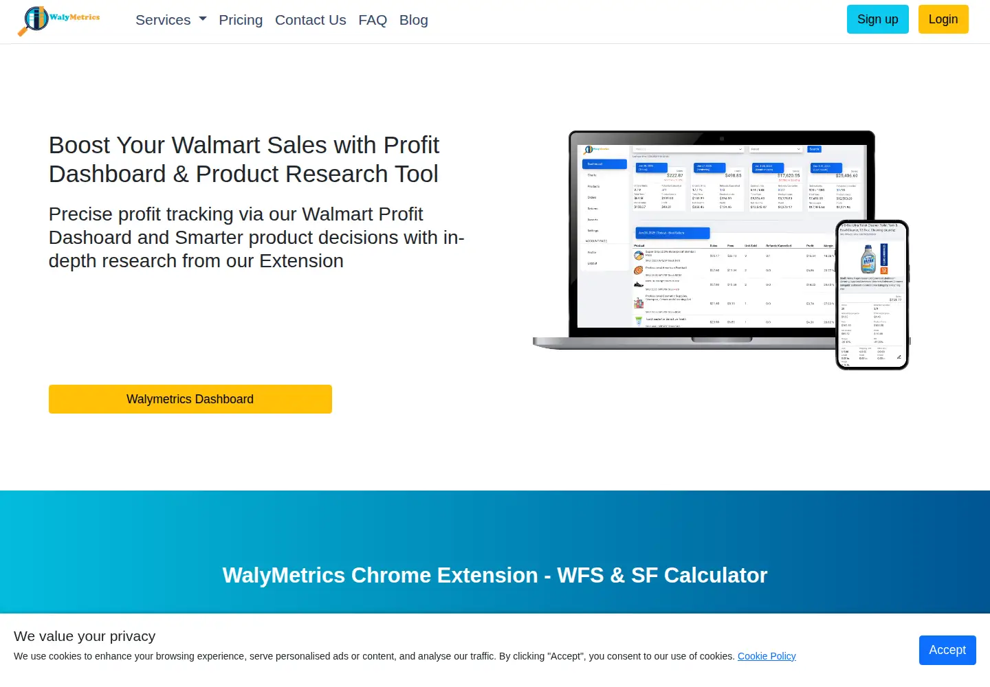 Captured homepage of walymetrics.com in the current scan