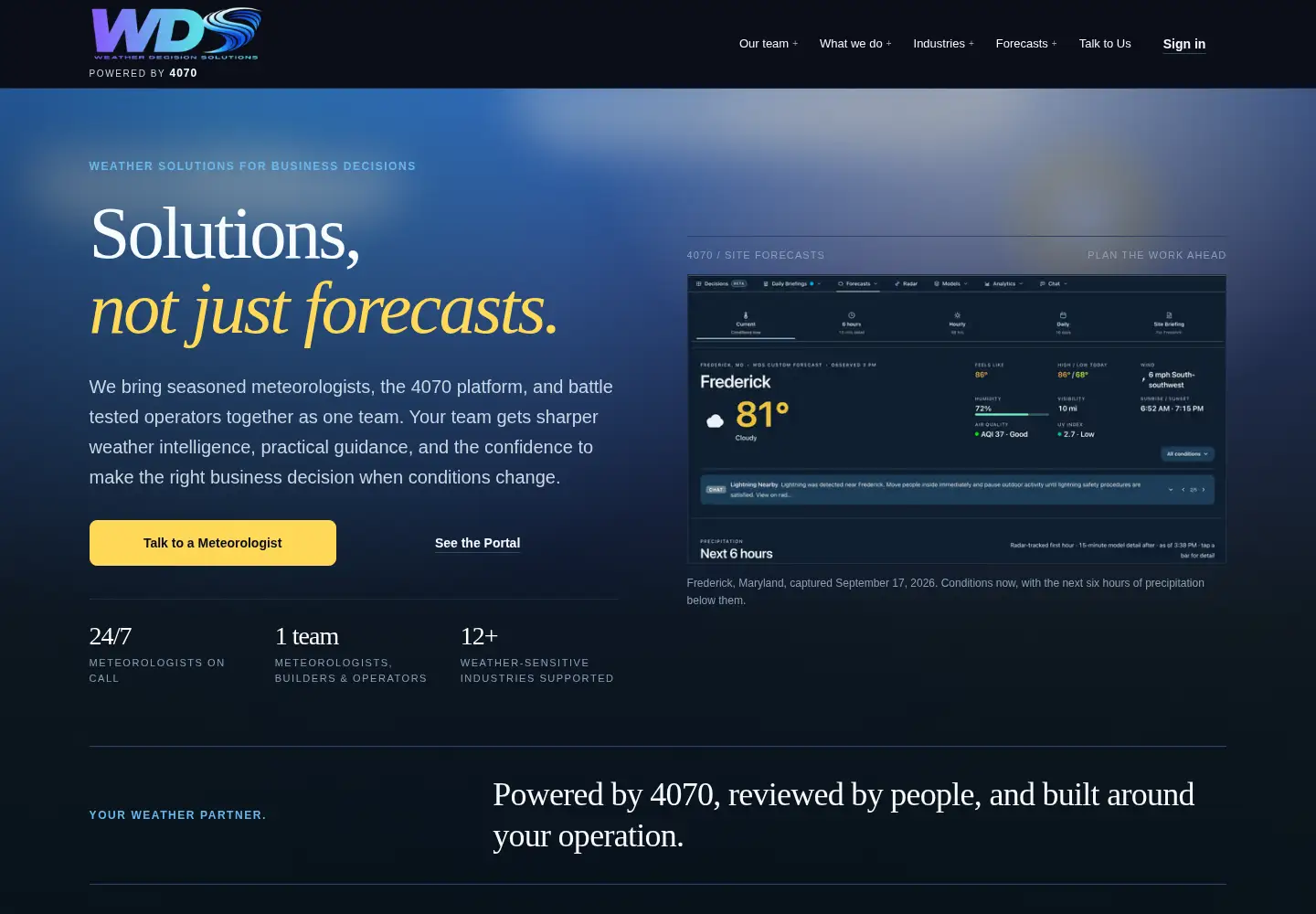Captured homepage of weatherdecisionsolutions.com in the current scan
