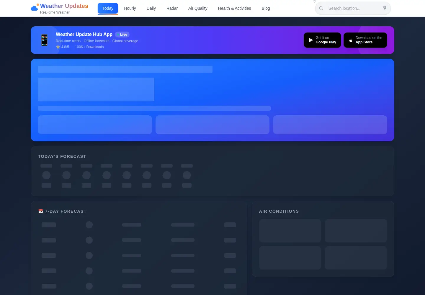 Screenshot of weatherupdatehub.com
