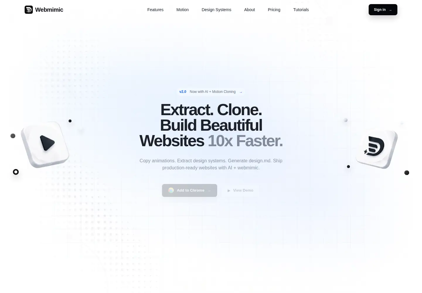Captured homepage of webmimic.com in the current scan