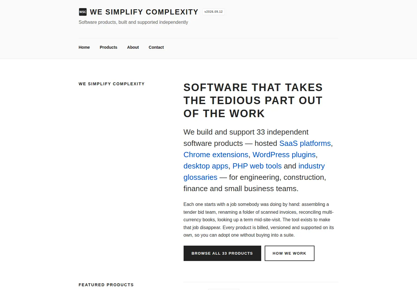 Captured homepage of wesimplifycomplexity.com in the current scan