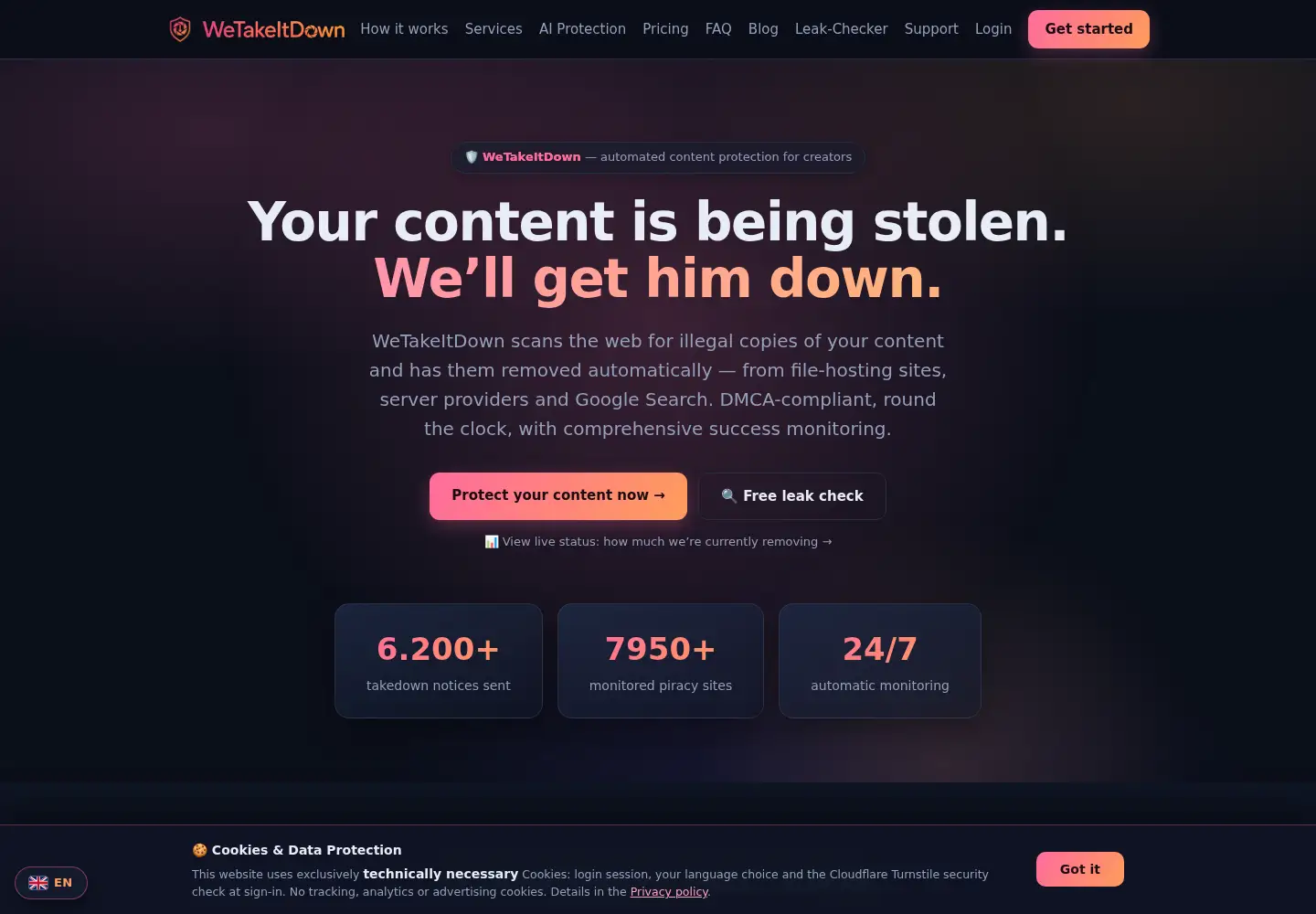 Screenshot of wetakeitdown.com