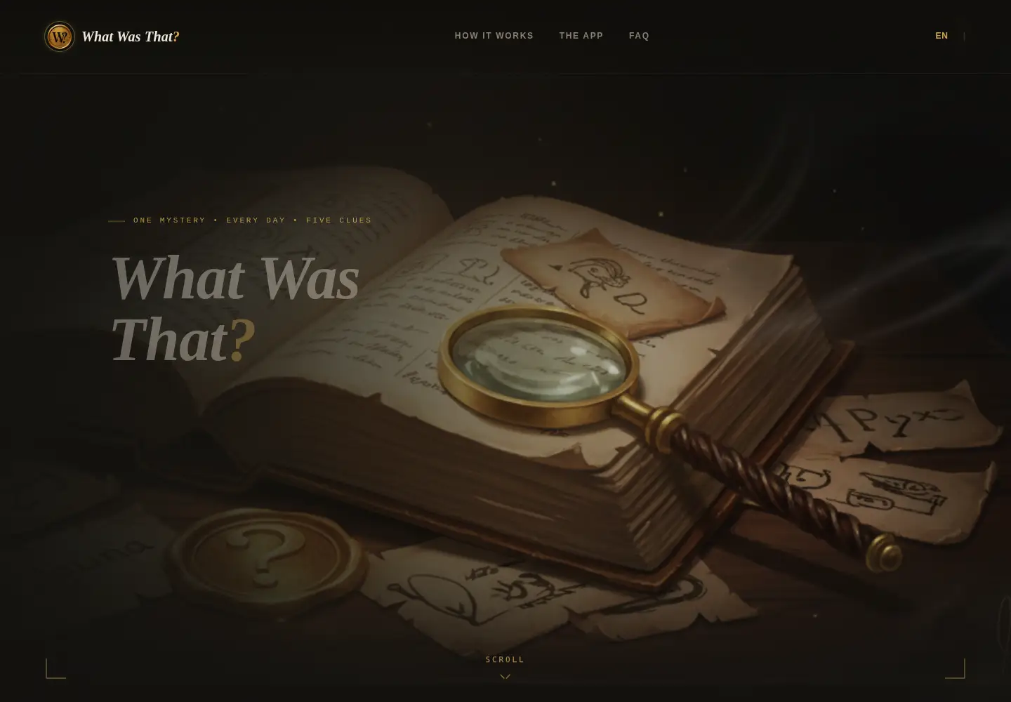 Captured homepage of whatwasthatriddle.com in the current scan