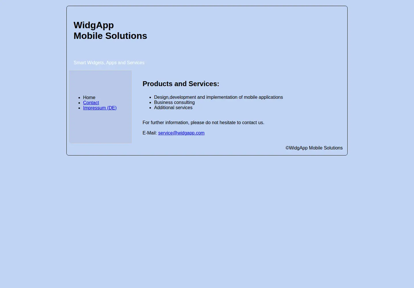 Captured homepage of widgapp.com in the current scan