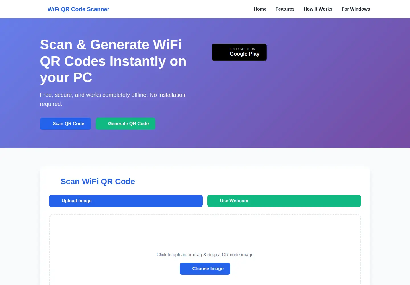 Captured homepage of wifi-qrcode.com in the current scan