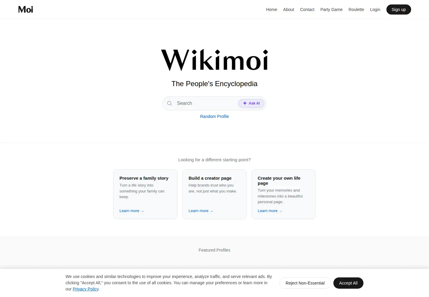Captured homepage of wikimoi.com in the current scan