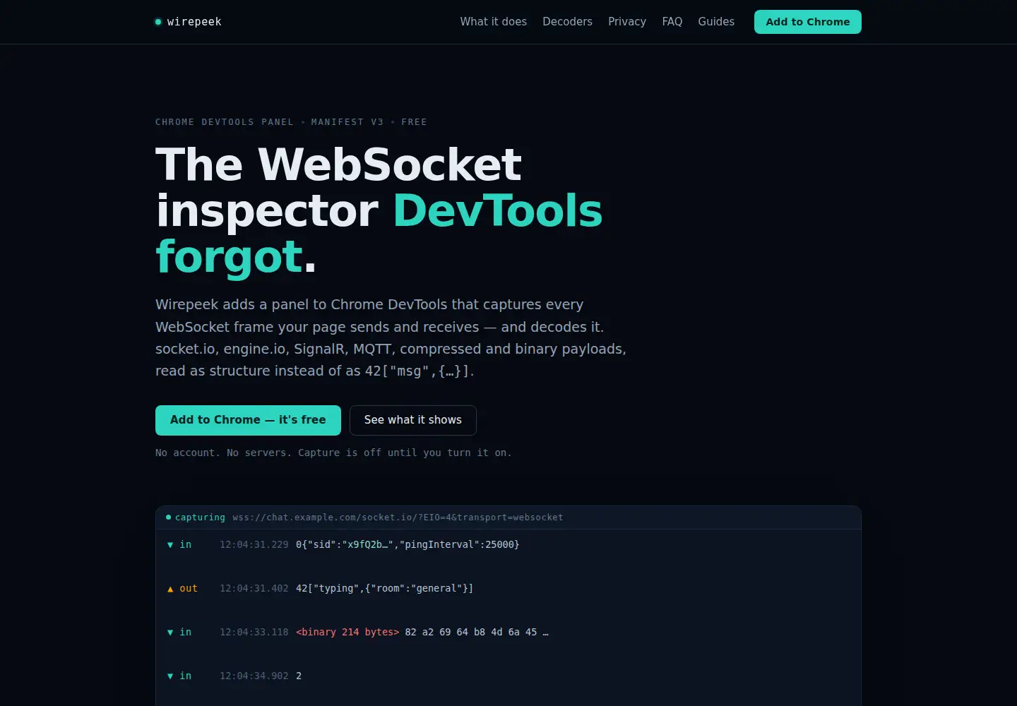 Screenshot of wirepeek.com