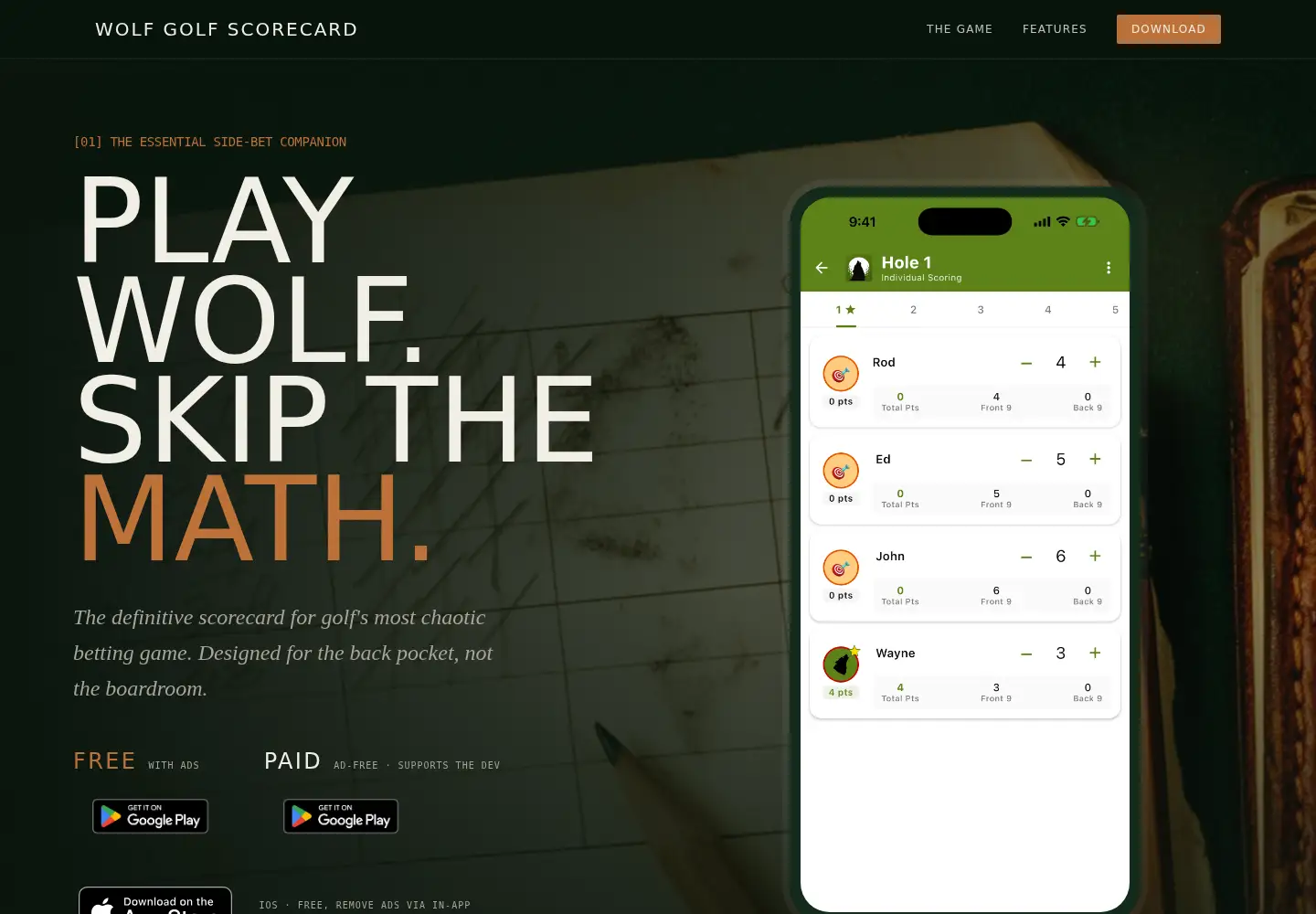 Screenshot of wolfgolfscorecard.com