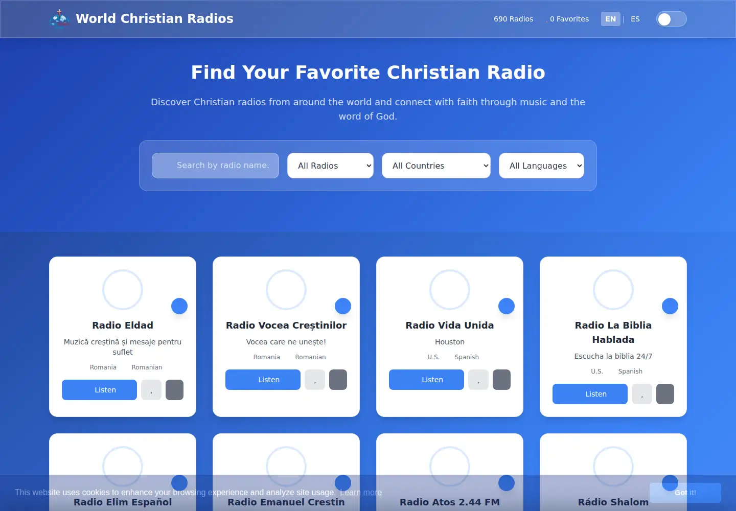 Captured homepage of worldchristianradios.com in the current scan