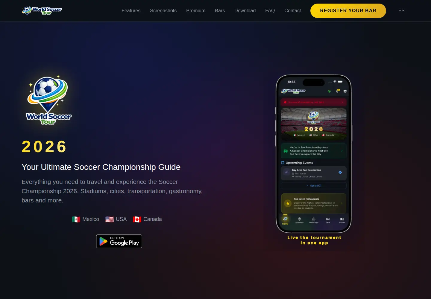 Screenshot of worldcuptourapp.com