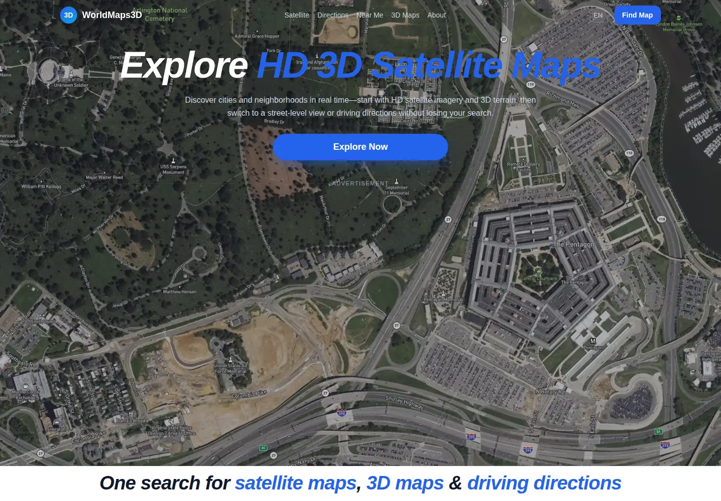 Screenshot of worldmaps3d.com