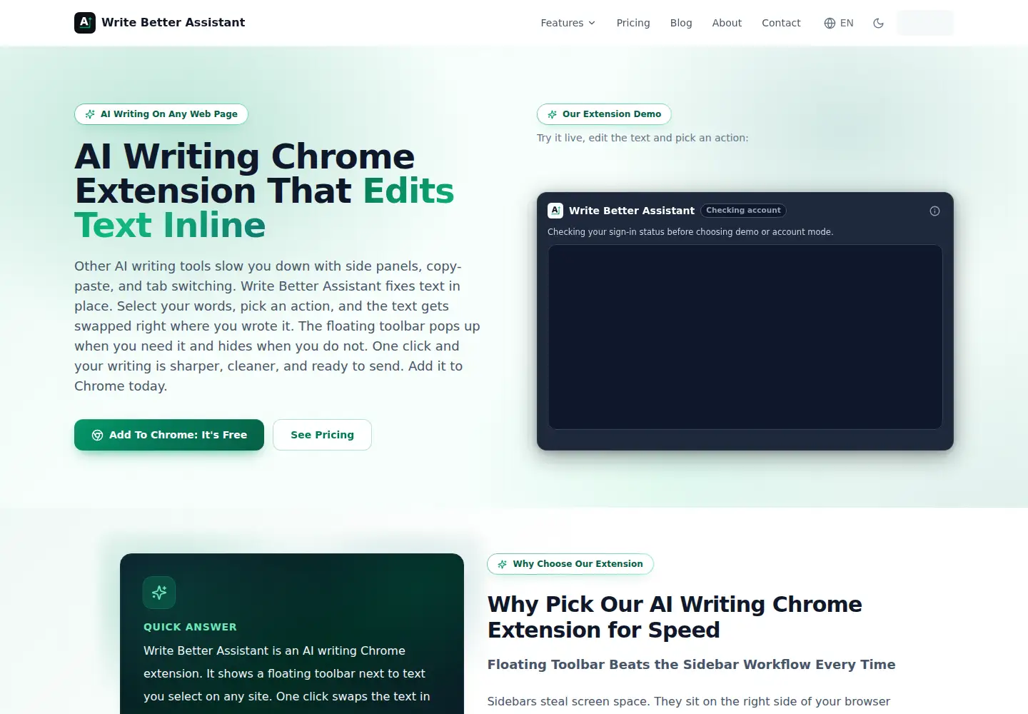 Captured homepage of writebetterassistant.com in the current scan