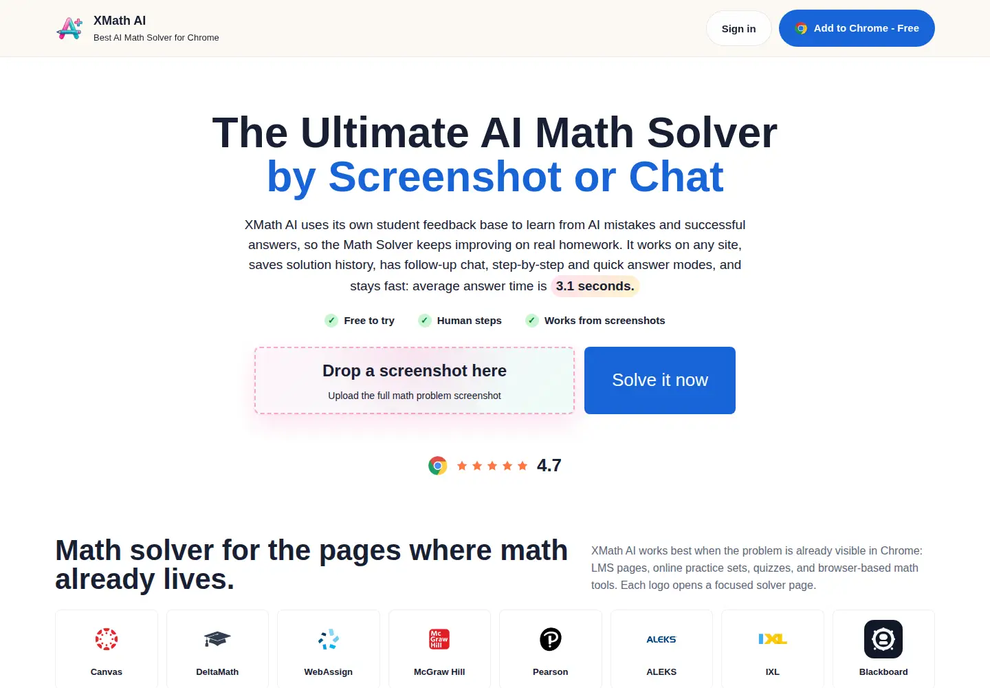 Screenshot of x-mathai.com
