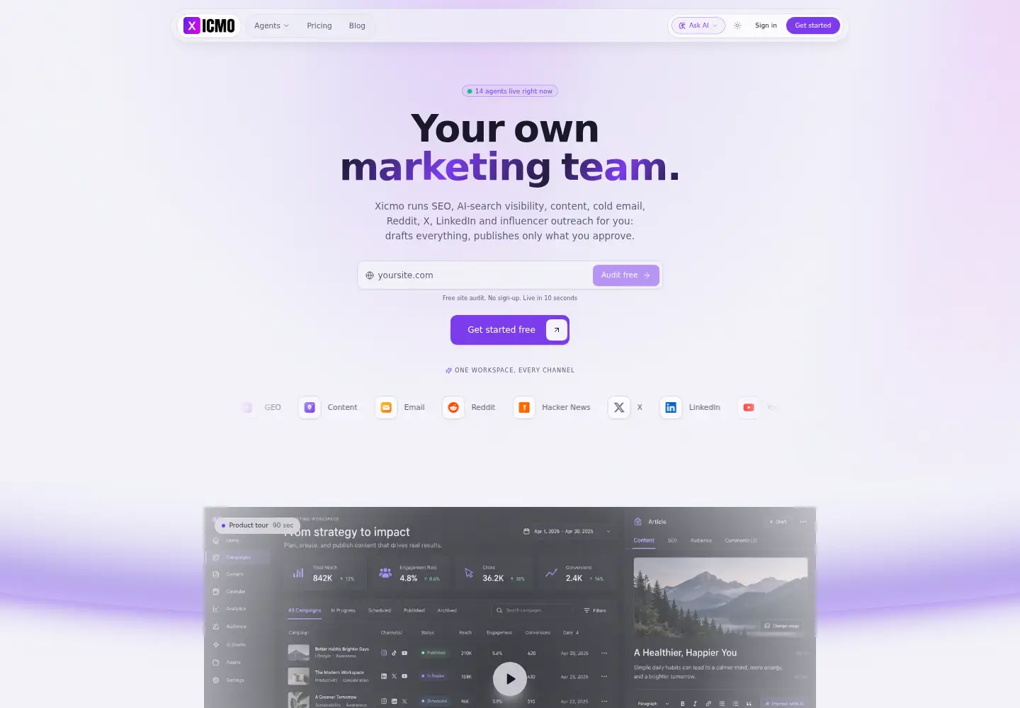 Captured homepage of xicmo.com in the current scan
