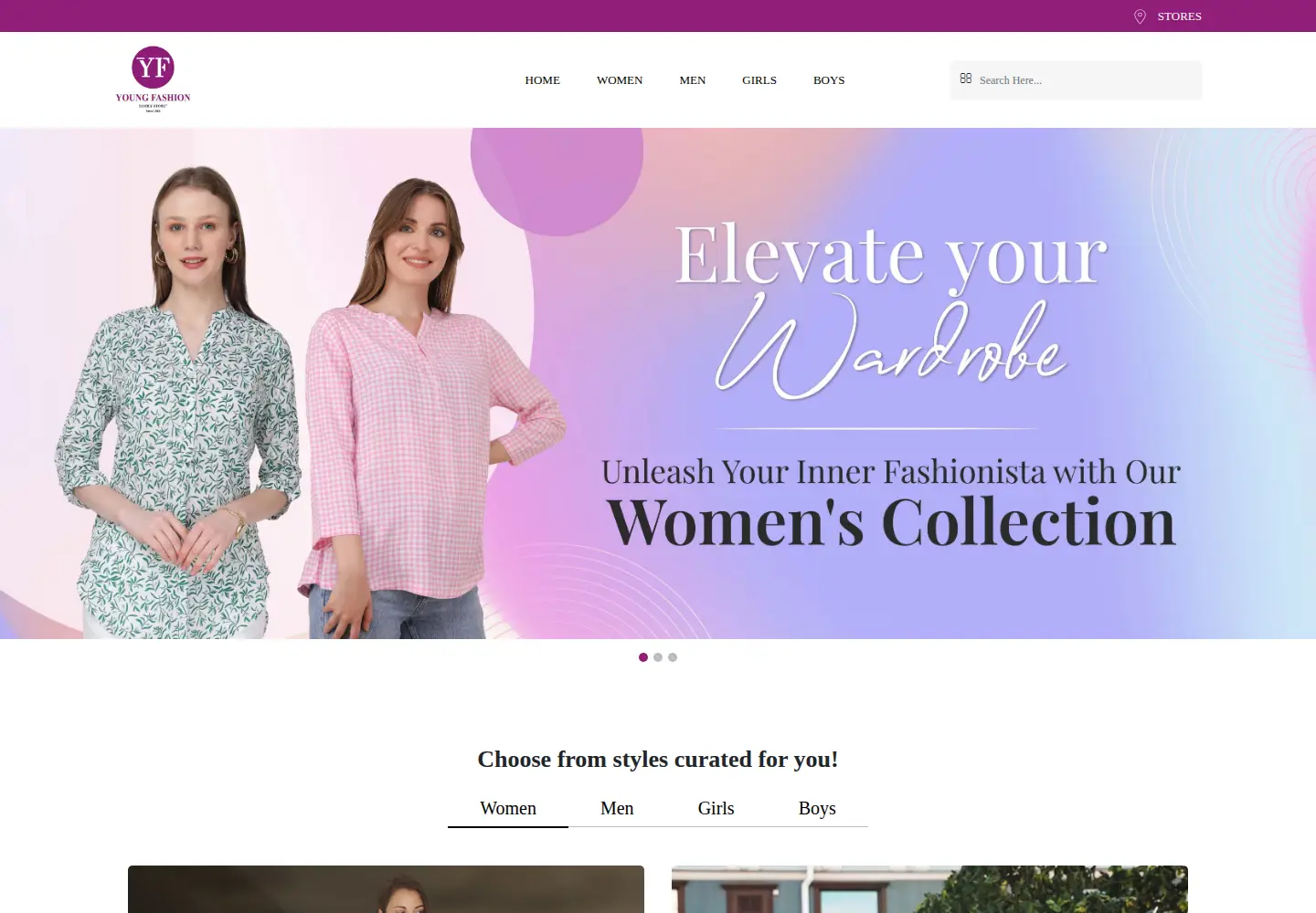 Captured homepage of youngfashionstores.com in the current scan