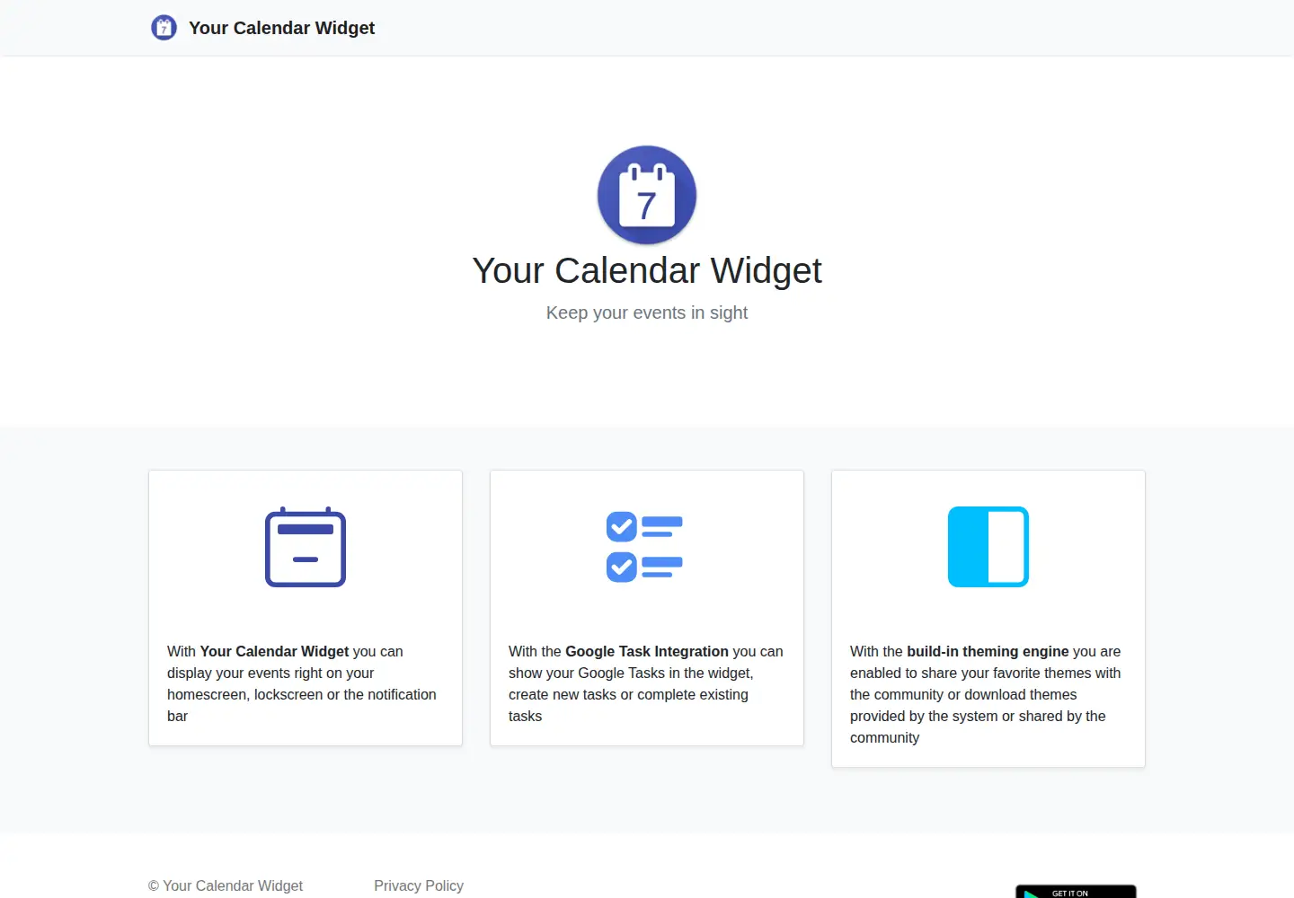 Screenshot of yourcalendarwidget.com