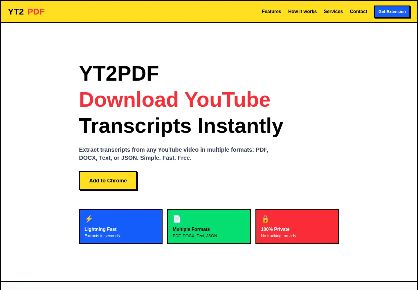 Captured homepage of yt2pdf.com in the current scan