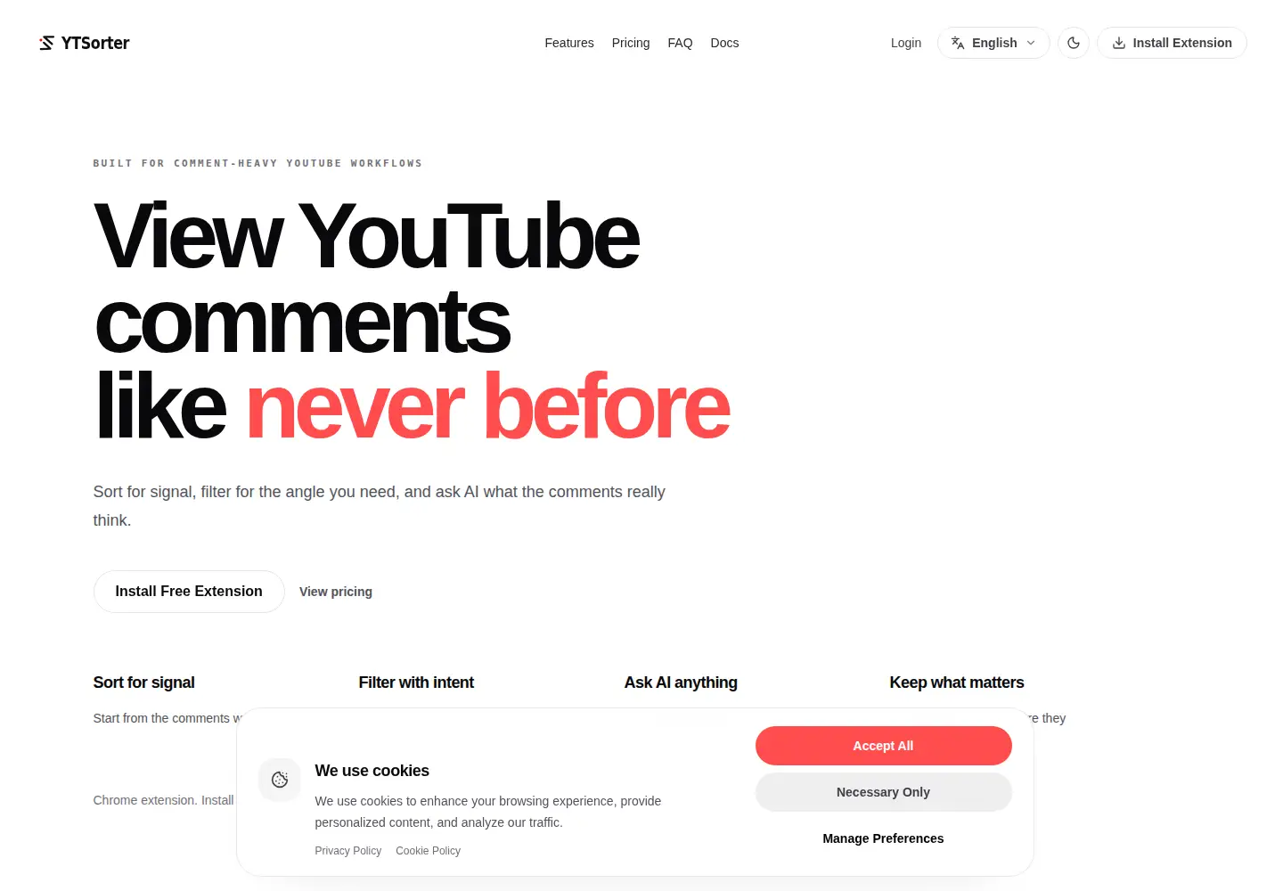 Screenshot of ytsorter.com