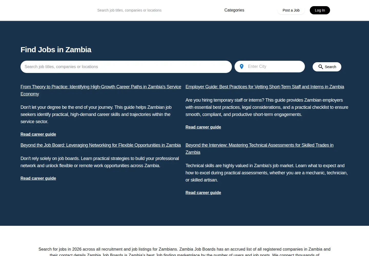 Screenshot of zambiajobboards.com