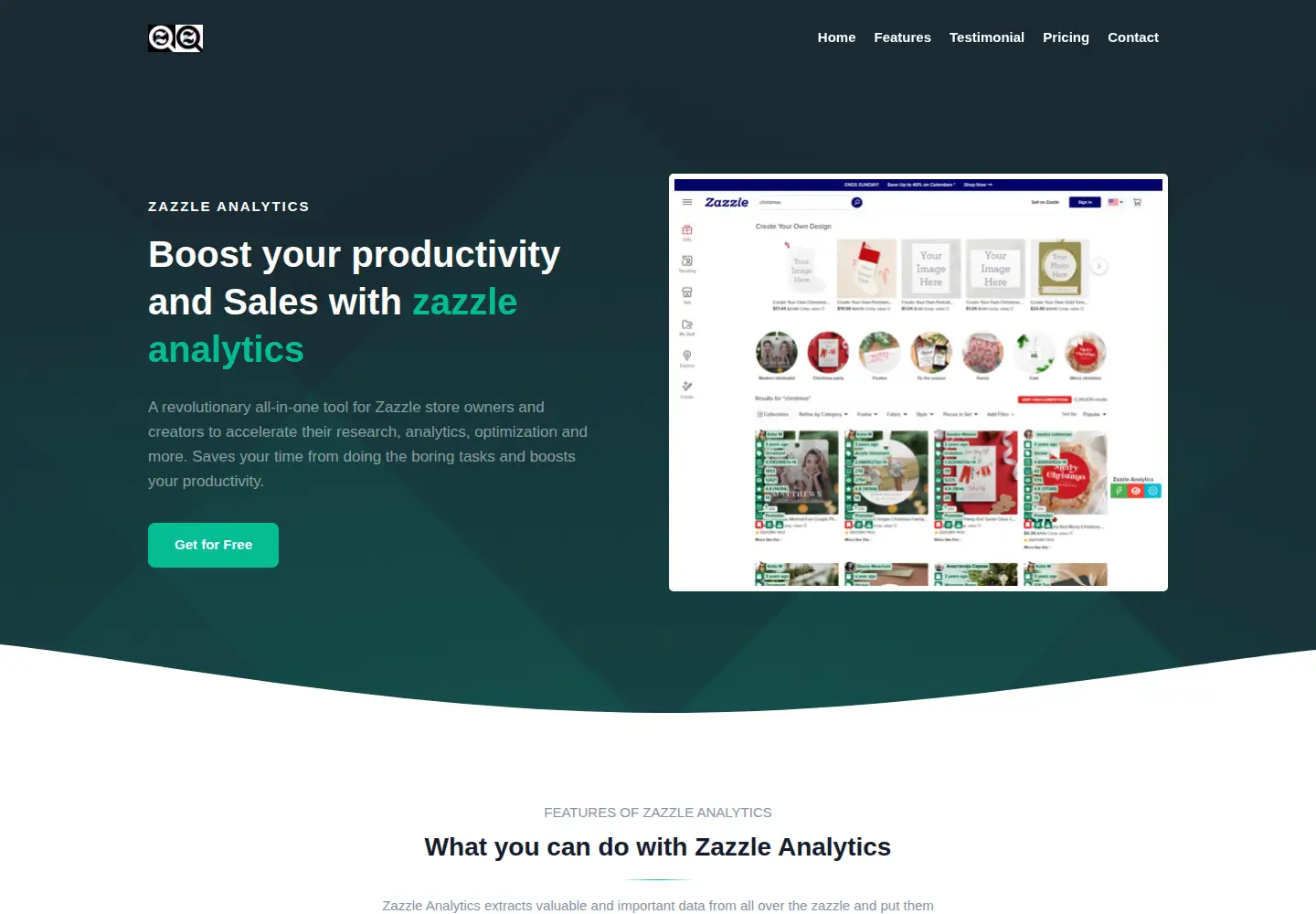 Screenshot of zazzle-analytics.com