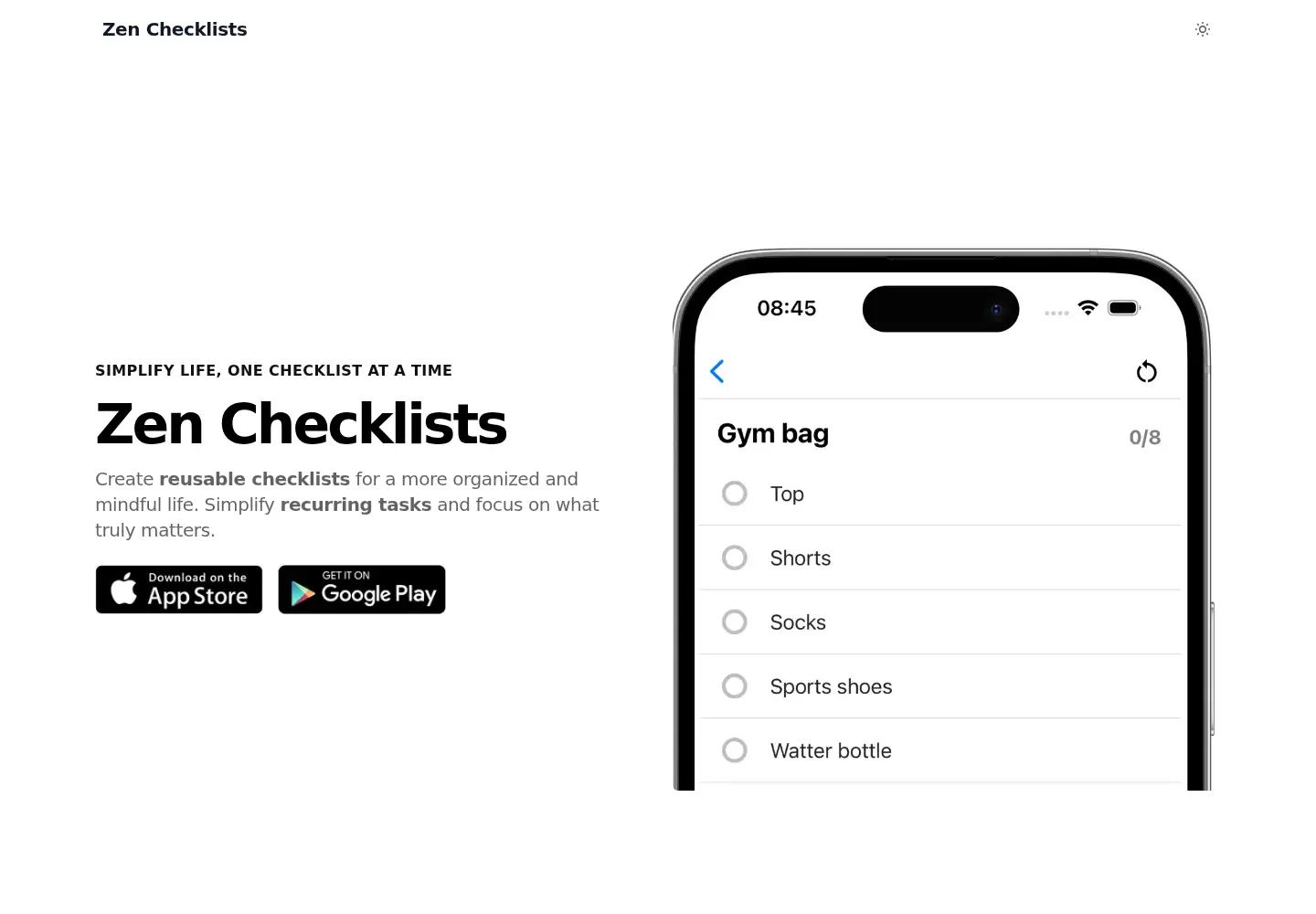 Captured homepage of zenchecklists.com in the current scan