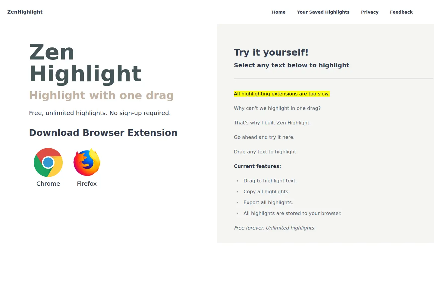 Captured homepage of zenhighlight.com in the current scan