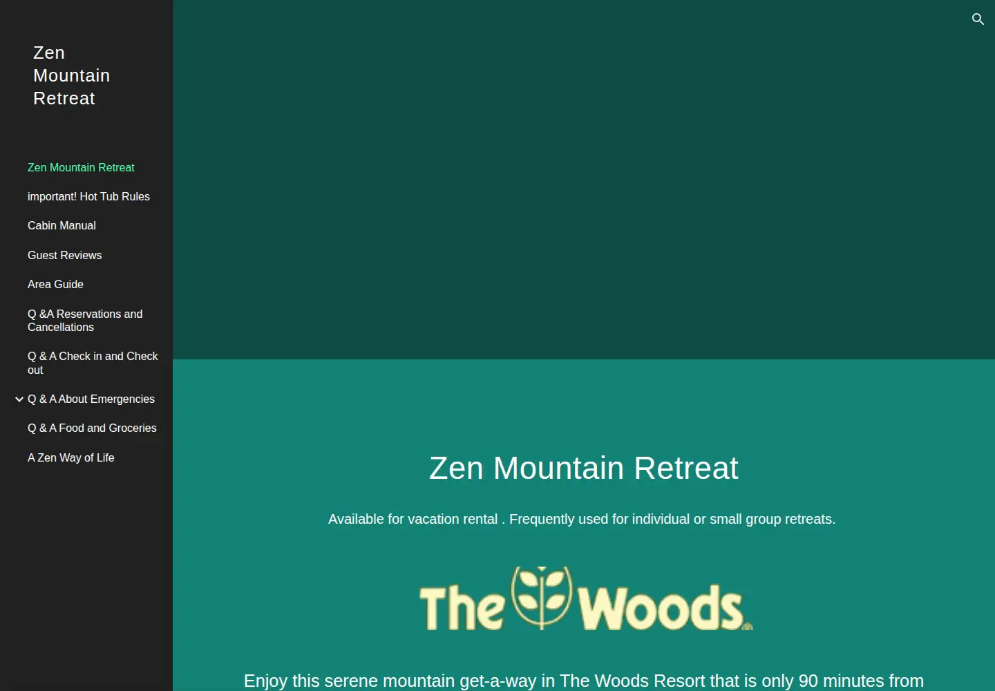 Captured homepage of zenmtretreat.com in the current scan