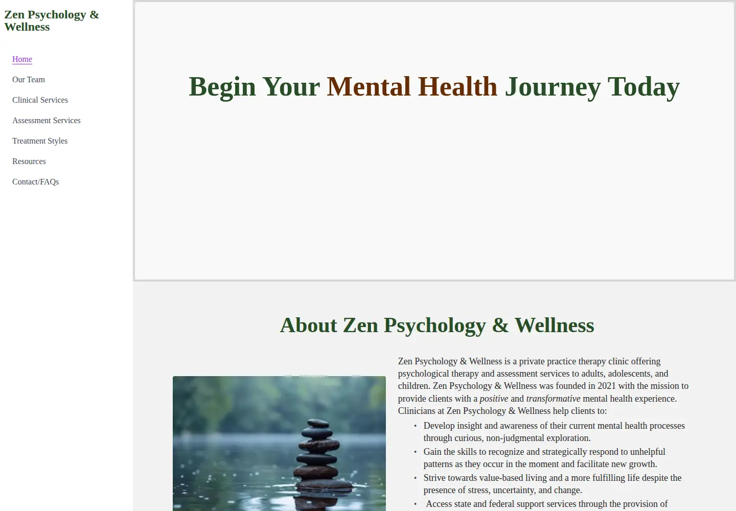 Screenshot of zenpsychwellness.com