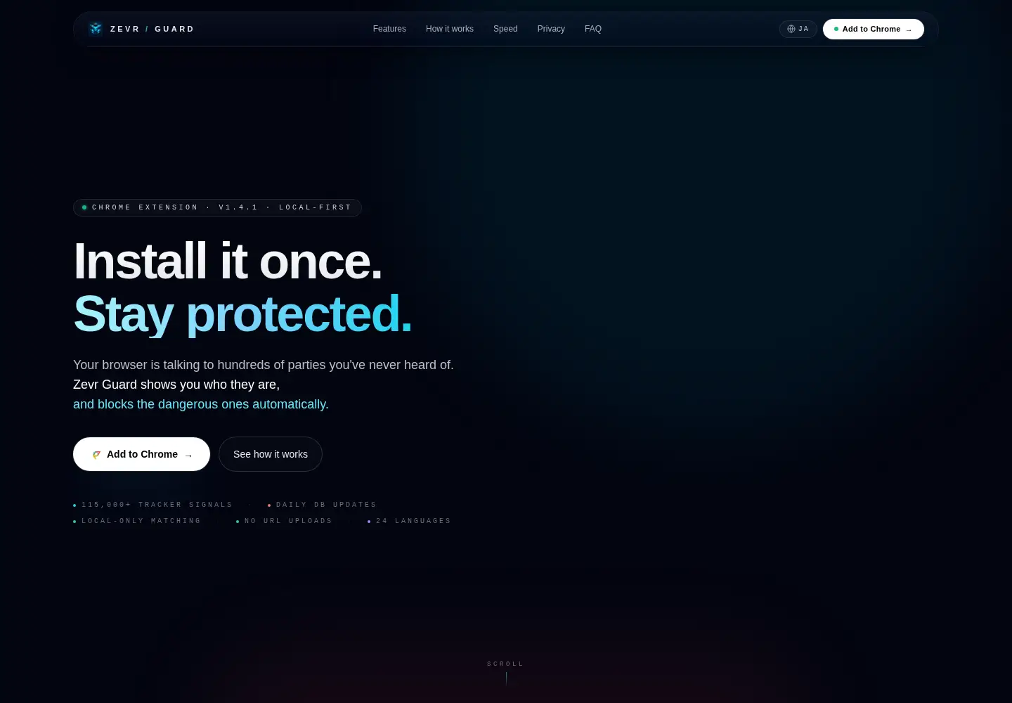 Captured homepage of zevrhq.com in the current scan