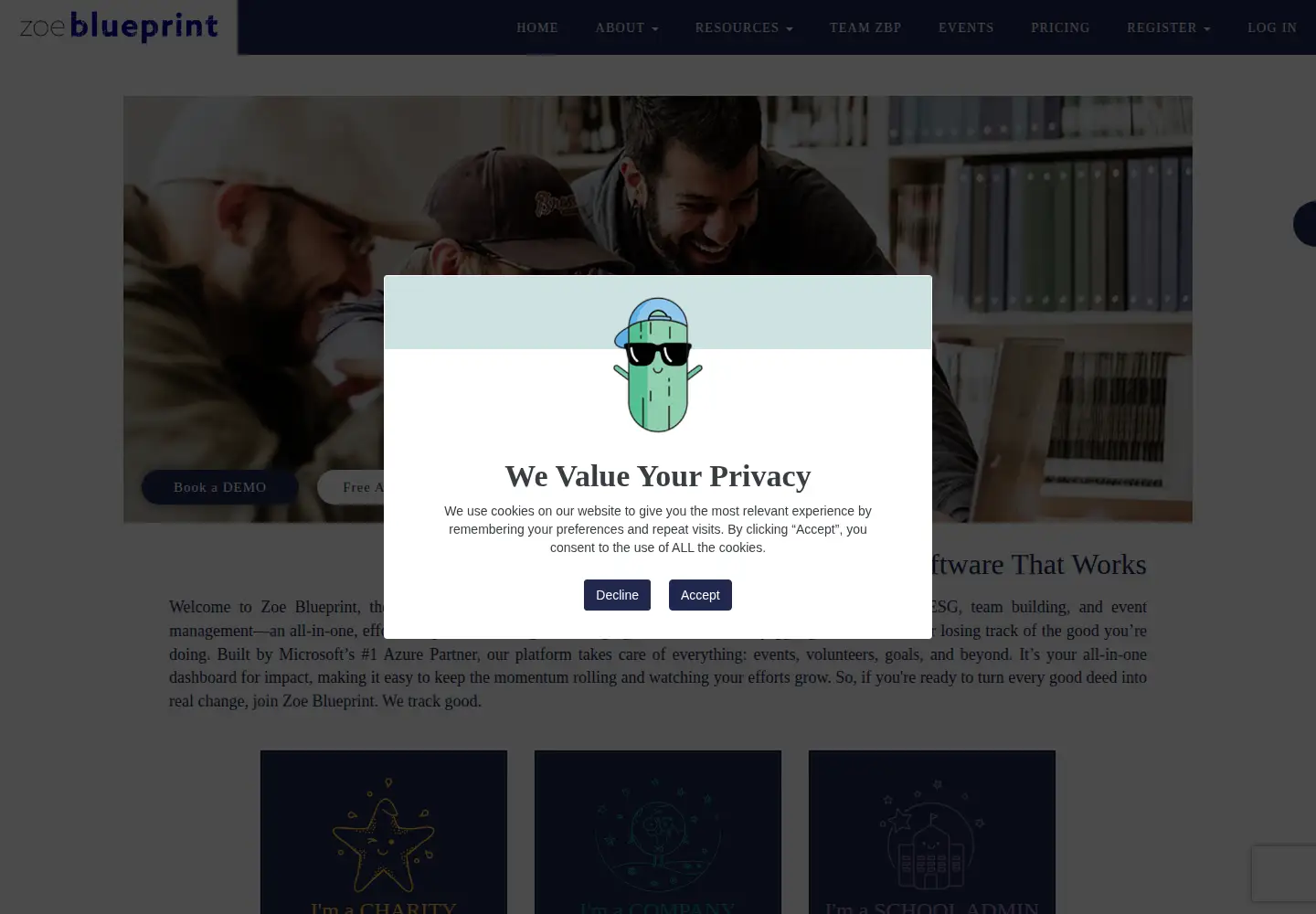 Screenshot of zoeblueprint.com