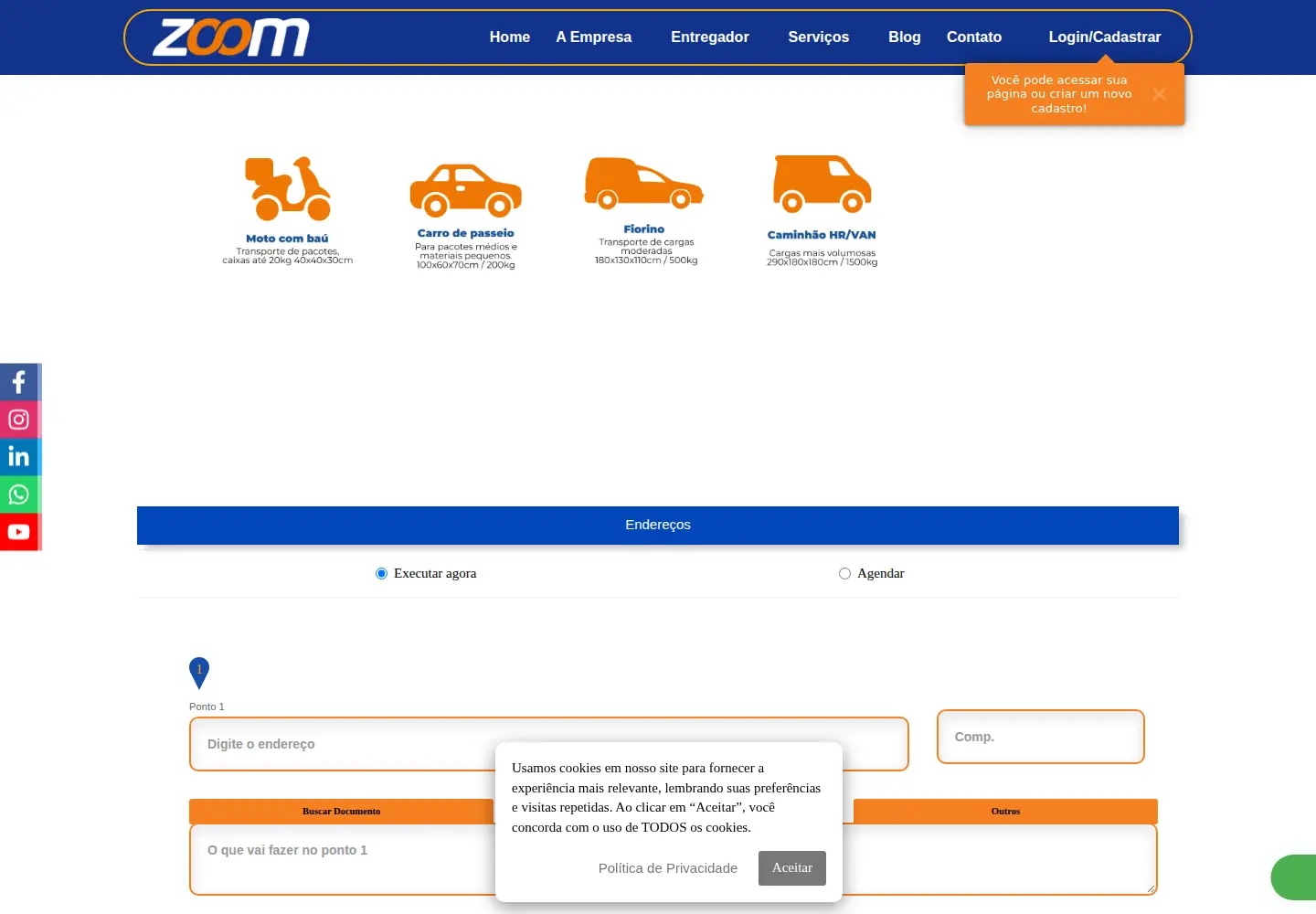 Captured homepage of zoomentregas.com in the current scan