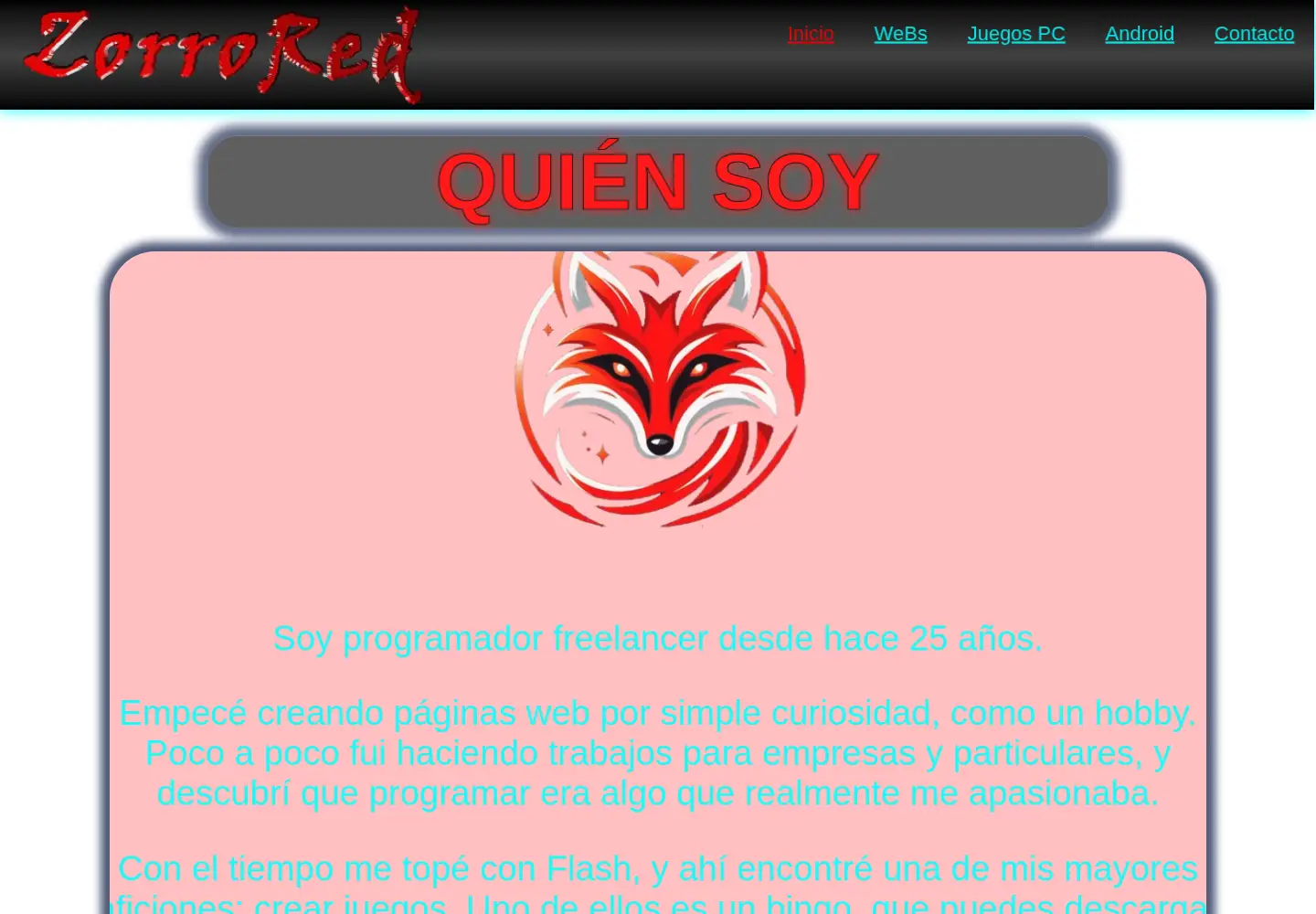 Captured homepage of zorrored.com in the current scan