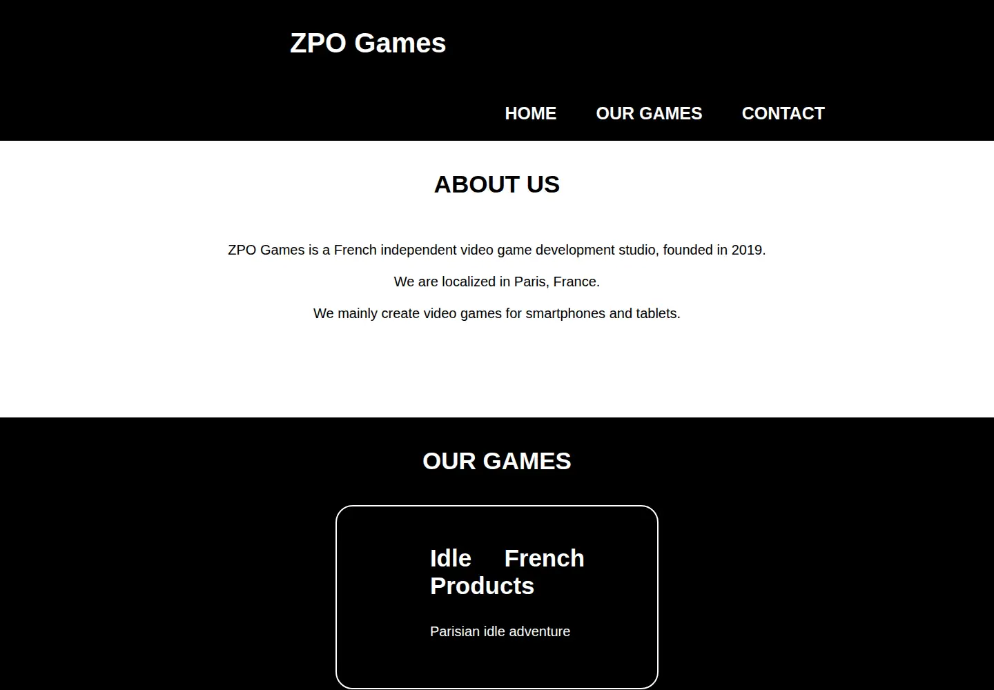 Captured homepage of zpo-games.com in the current scan