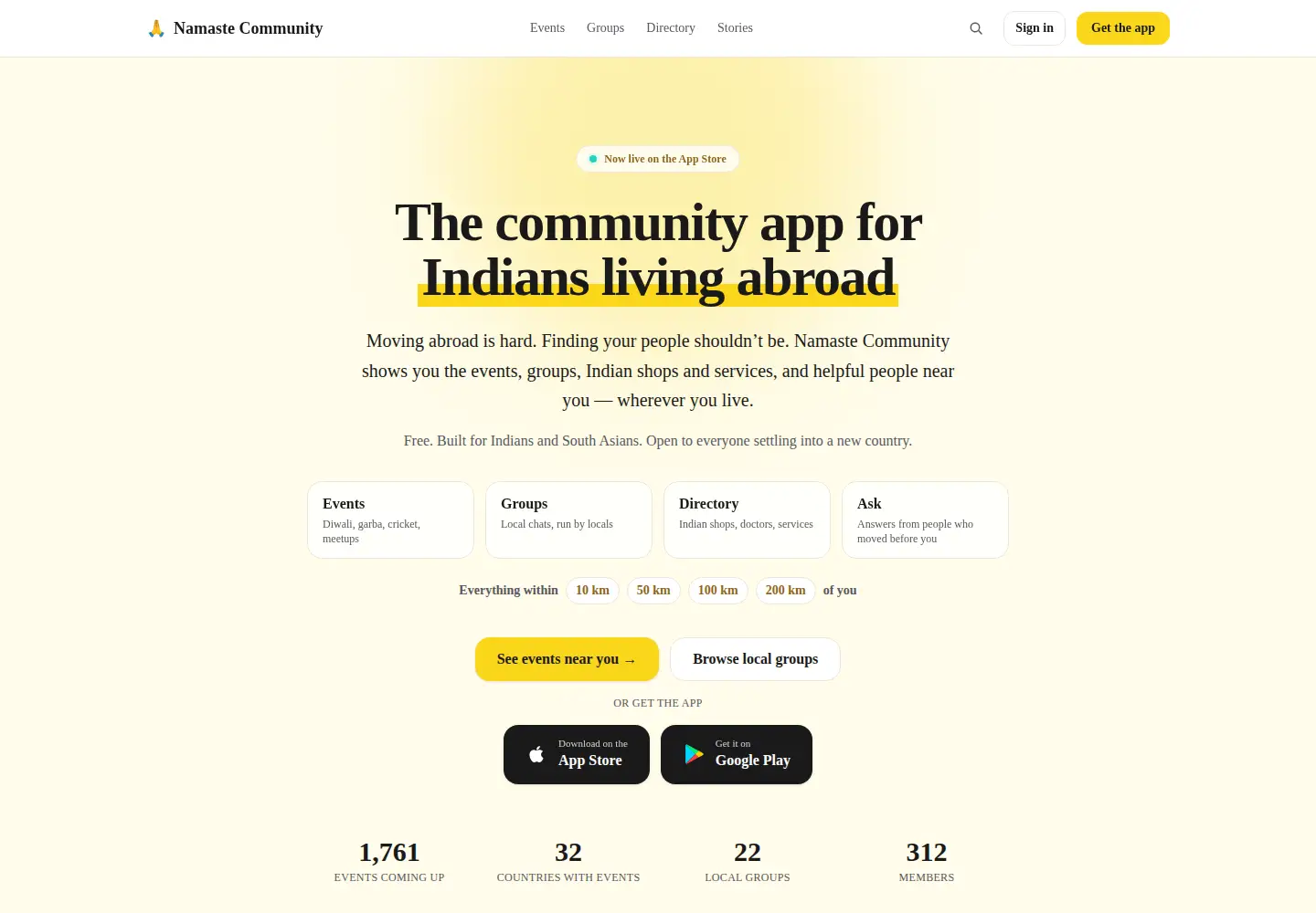 Screenshot of namaste.community