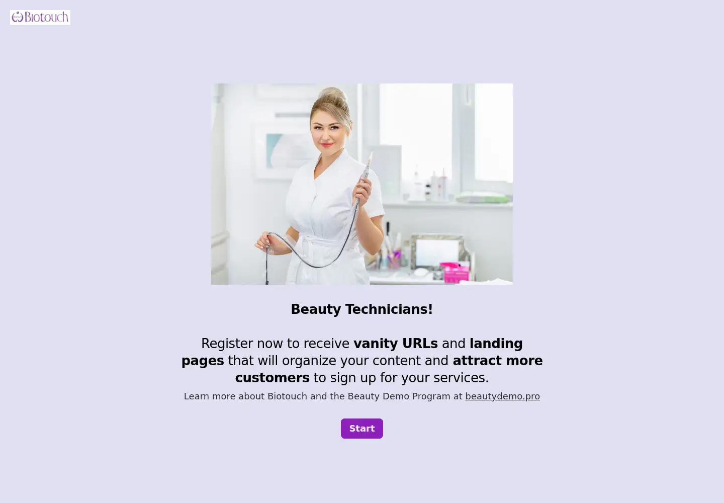 Captured homepage of beautydemo.contact in the current scan