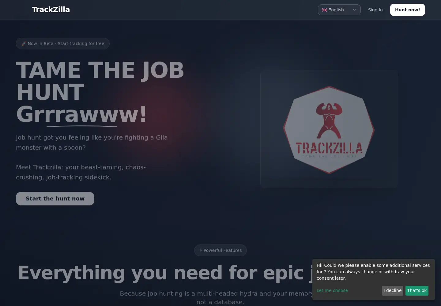 Screenshot of trackzilla.cv