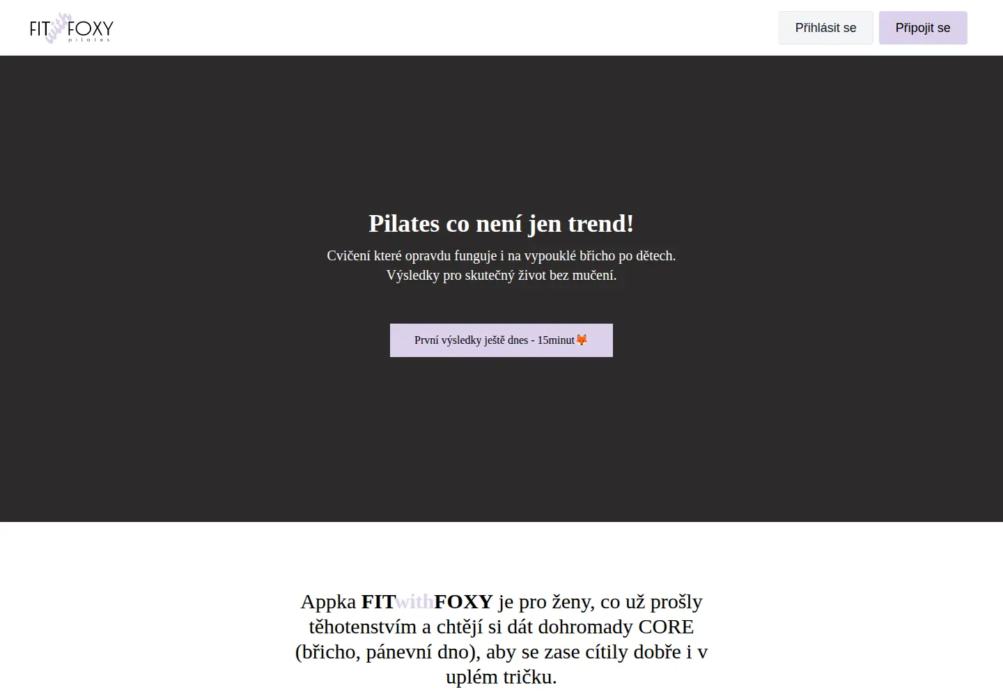Captured homepage of fitwithfoxy.cz in the current scan