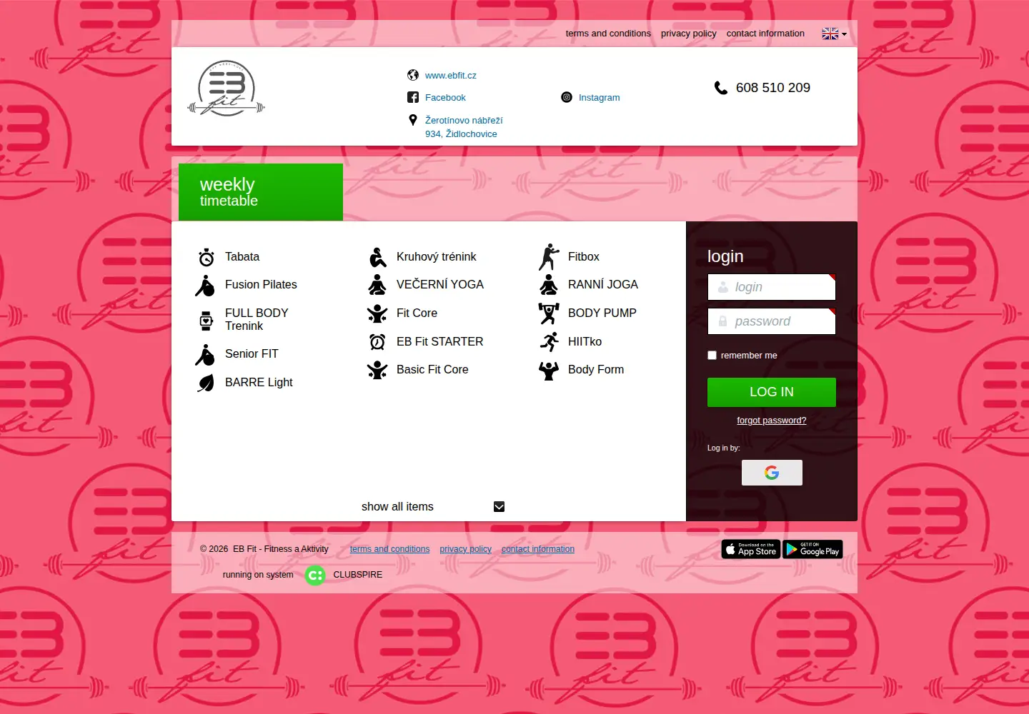 Captured homepage of rezervace-ebfit.cz in the current scan
