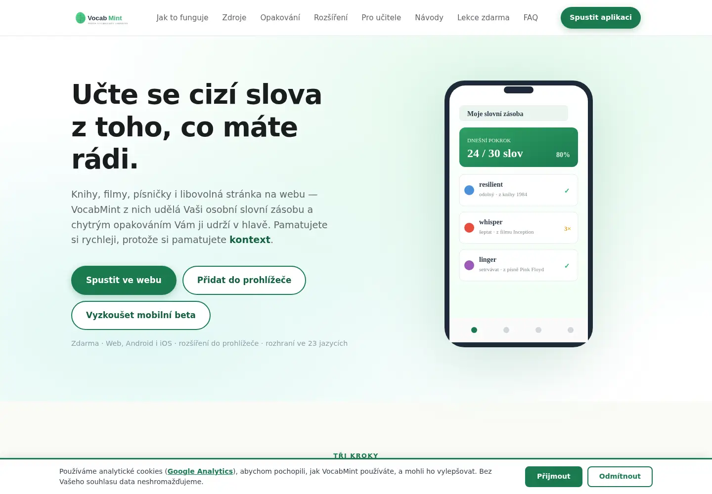 Screenshot of vocabmint.cz
