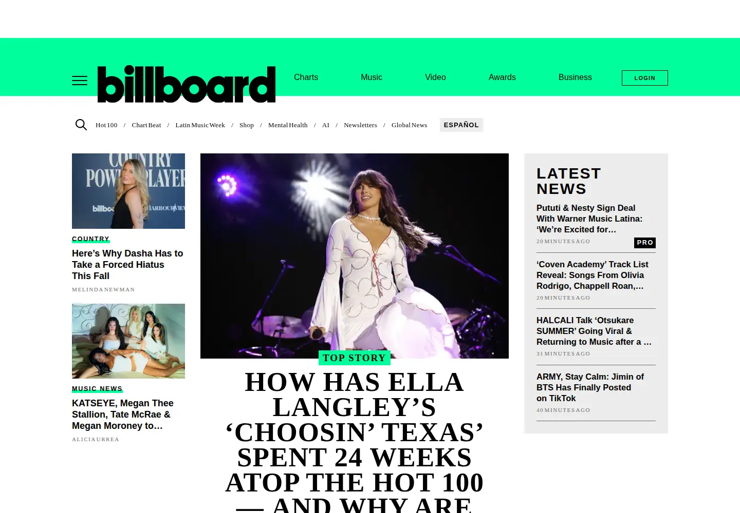 Screenshot of billboard.com