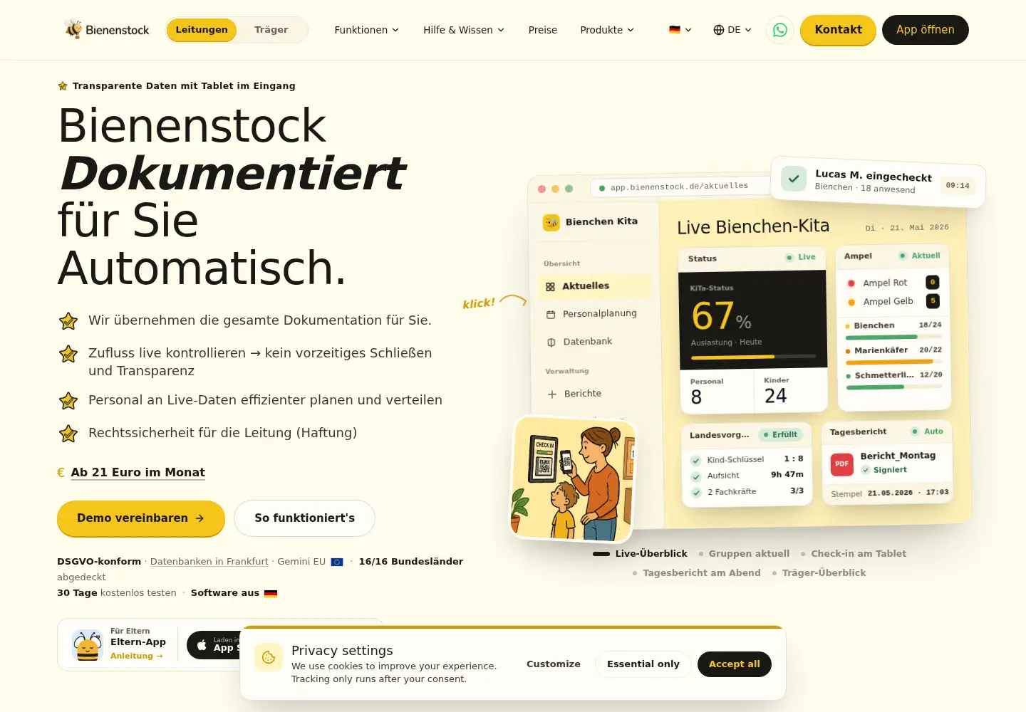 Screenshot of bienenstock-kita.de