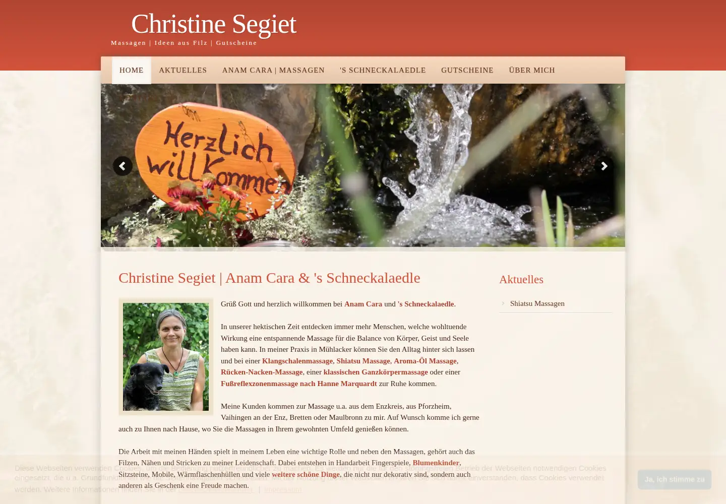 Captured homepage of christinesegiet.de in the current scan