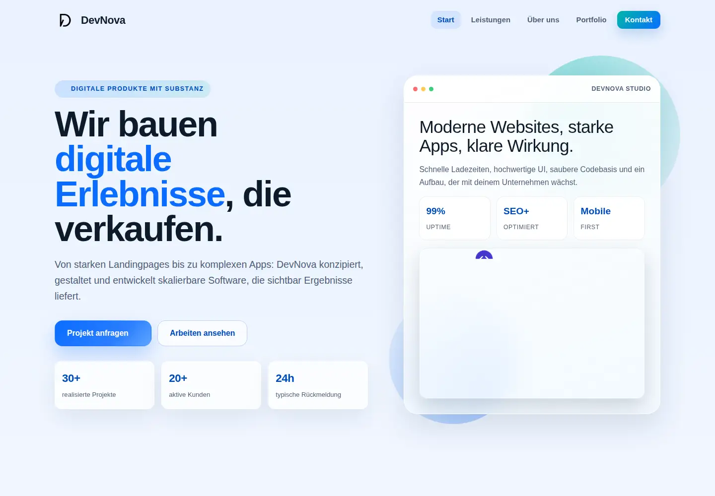 Captured homepage of devnova.de in the current scan