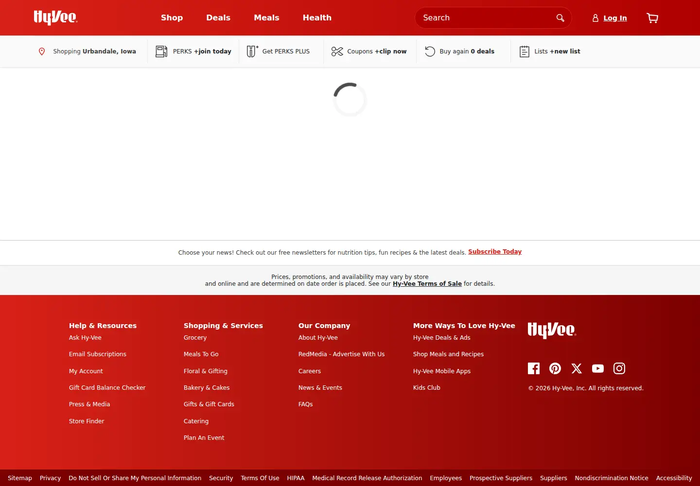Screenshot of hy-vee.com